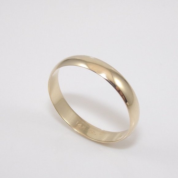 14K Yellow Gold Men's 4 mm Plain Classic Wedding Band Ring Size 11.75